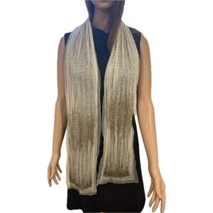 Luxurious Beaded Sheer Ivory Scarf